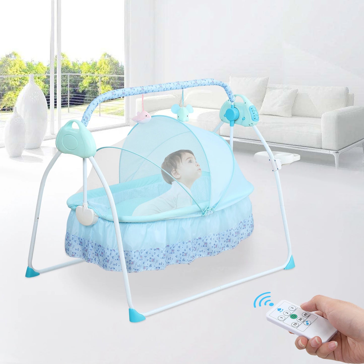 [Automatic Baby Swing] 1 Automatic Baby Swing with Music & Mosquito Net - for Infants