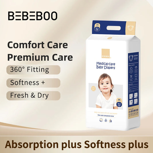 Bebeboo ultra-thin baby diapers use crystal clear water locking molecular structure to achieve instant suction and dryness