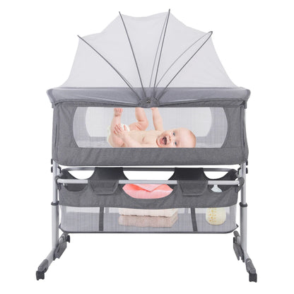 3-In-1 Baby Bed, Baby Cradle With Mosquito Net, Travel Bed With Mattress, Adjustble, With Storage Basket, Baby Mobile Nest