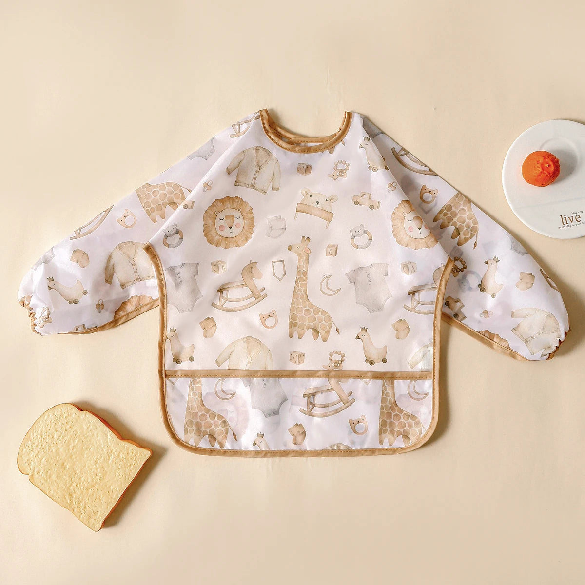 Kangobaby #My Soft Life#Waterproof Baby Long Sleeve Feeding Bib Fashion Full Body Cover