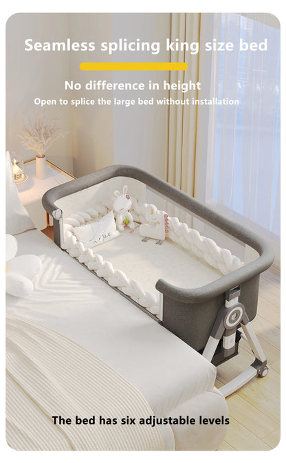 5-in-1 baby crib, adjustable height from 40-53, rocking bed, mosquito net and storage basket, free delivery