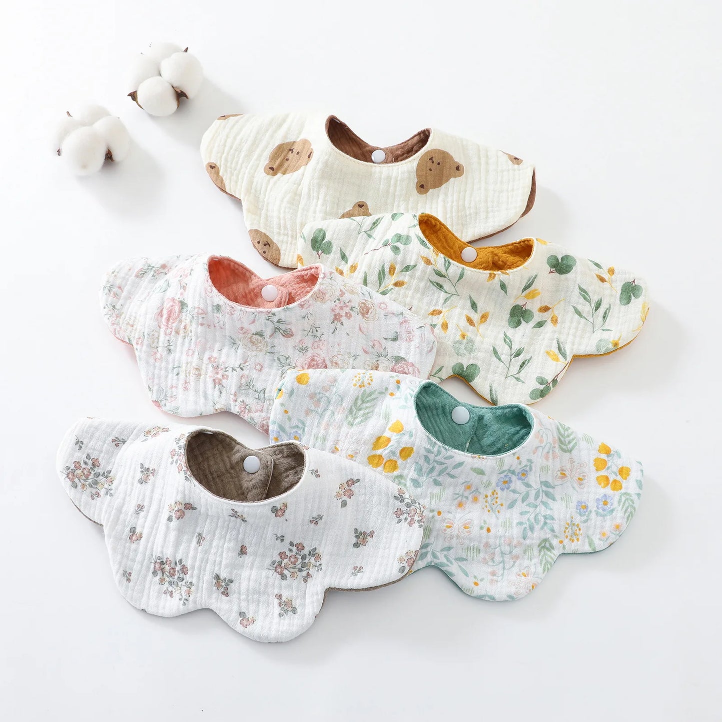 New 6 Layers Cotton Two-sided Usable Baby Feeding Drool Bib Cute Infants Saliva Towel Burp Cloth For Newborn Toddler Kids Bibs