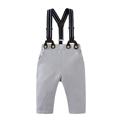 Ensembles de vêtements pour bébés garçons, 3 pièces, chemise à nœud papillon, barboteuse, pantalon et chapeau, robe pour nouveau-né, costume de fête pour homme