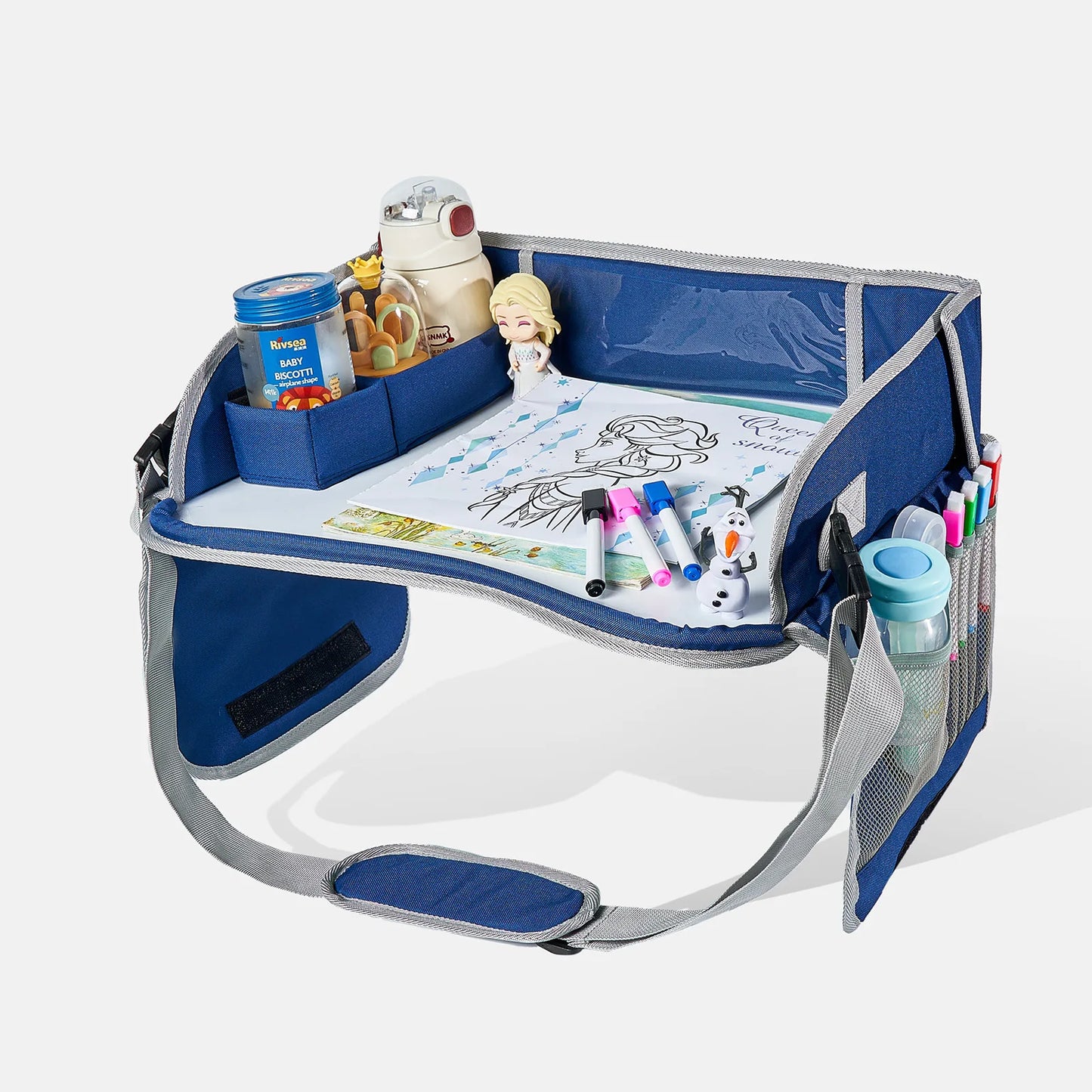 New Baby Kids Car Seat Travel Portable Drawing Board Waterproof Safety Seat Play Snack Draw Table Organizer Storeage Table