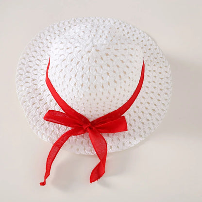 Ensemble robe et chapeau d'été pour bébé fille, 2 pièces, robe décontractée à petits pois ronds, imprimé fraise, nœud sur le devant, pour tous les jours