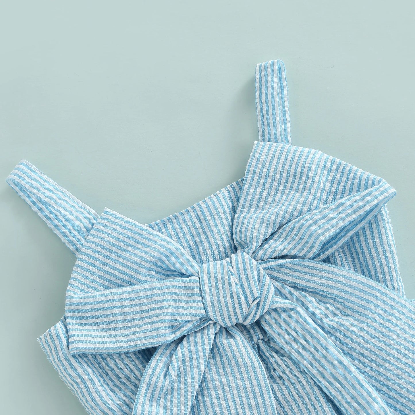 Ensemble short pour bébé fille, imprimé rayé, gros nœud, haut sans manches à bretelles et short extensible taille haute