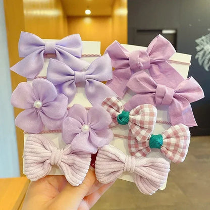 10Pcs/Set New Baby Girl Cute Colors Flower Hair Bands Ponytail Holder Chilren Soft Scrunchies Rubber Kid Hair Accessories