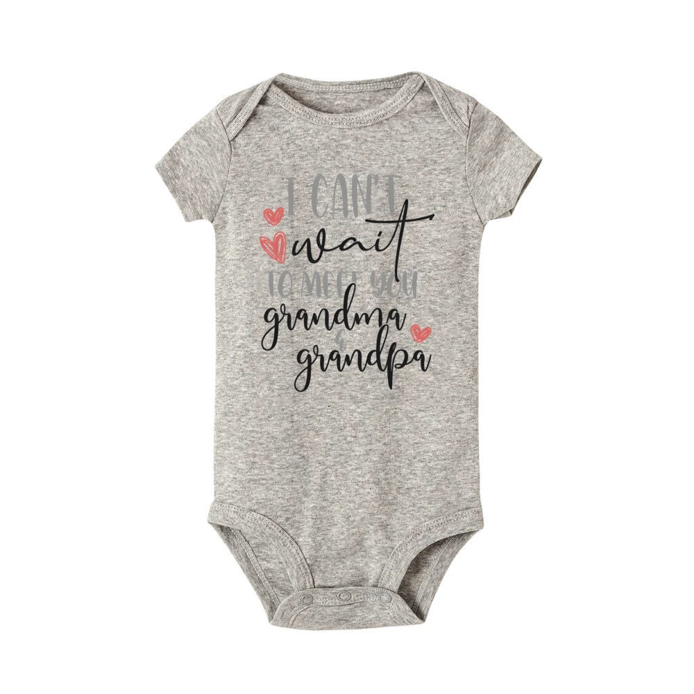 J'ai hâte de vous rencontrer grand-mère et grand-père, body pour bébé, annonce de grossesse, barboteuse, vêtements de révélation de bébé pour grands-parents