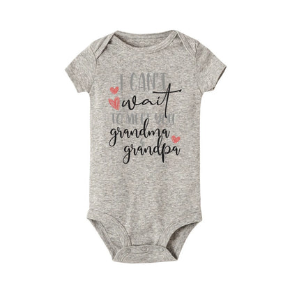 J'ai hâte de vous rencontrer grand-mère et grand-père, body pour bébé, annonce de grossesse, barboteuse, vêtements de révélation de bébé pour grands-parents