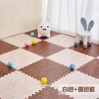 Puzzle Mat 12PCS 30x30cm Foam Play Mats Rug Baby Game Mat Baby Activity Gym Puzzle Mat Wood Grain Floor Mat Kids Carpet Play Mat