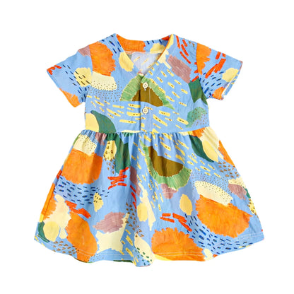 Robe d'été à manches courtes en coton pour petites filles, tenue de vacances, Sanlutoz Notely