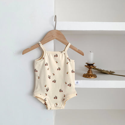 1688 Ins Style Été Bébé Coton Barboteuse Filles Sans Manches Motif Fruits Bonne Élasticité 0-2 Ans Combinaison Vente Chaude