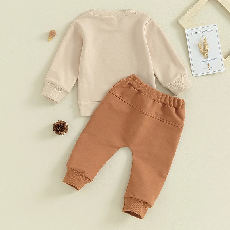 2023-09-21 Lioraitiin Ensemble de vêtements pour bébé garçon de 0 à 3 ans, imprimé lettres, pull à manches longues, sweat-shirt et pantalon, tenues d'automne et d'hiver