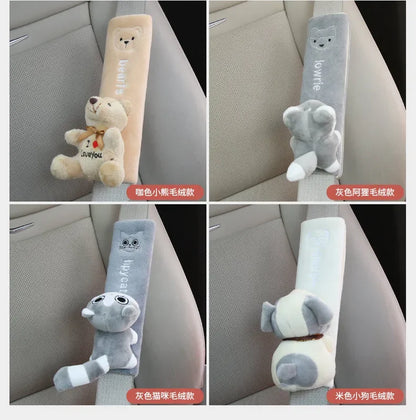 Cartoon Car Seat Belt Cover Universal Auto Seat Belt Shoulder Pad Cushion Protector Safety Protection Warm Flannel Interior Seat