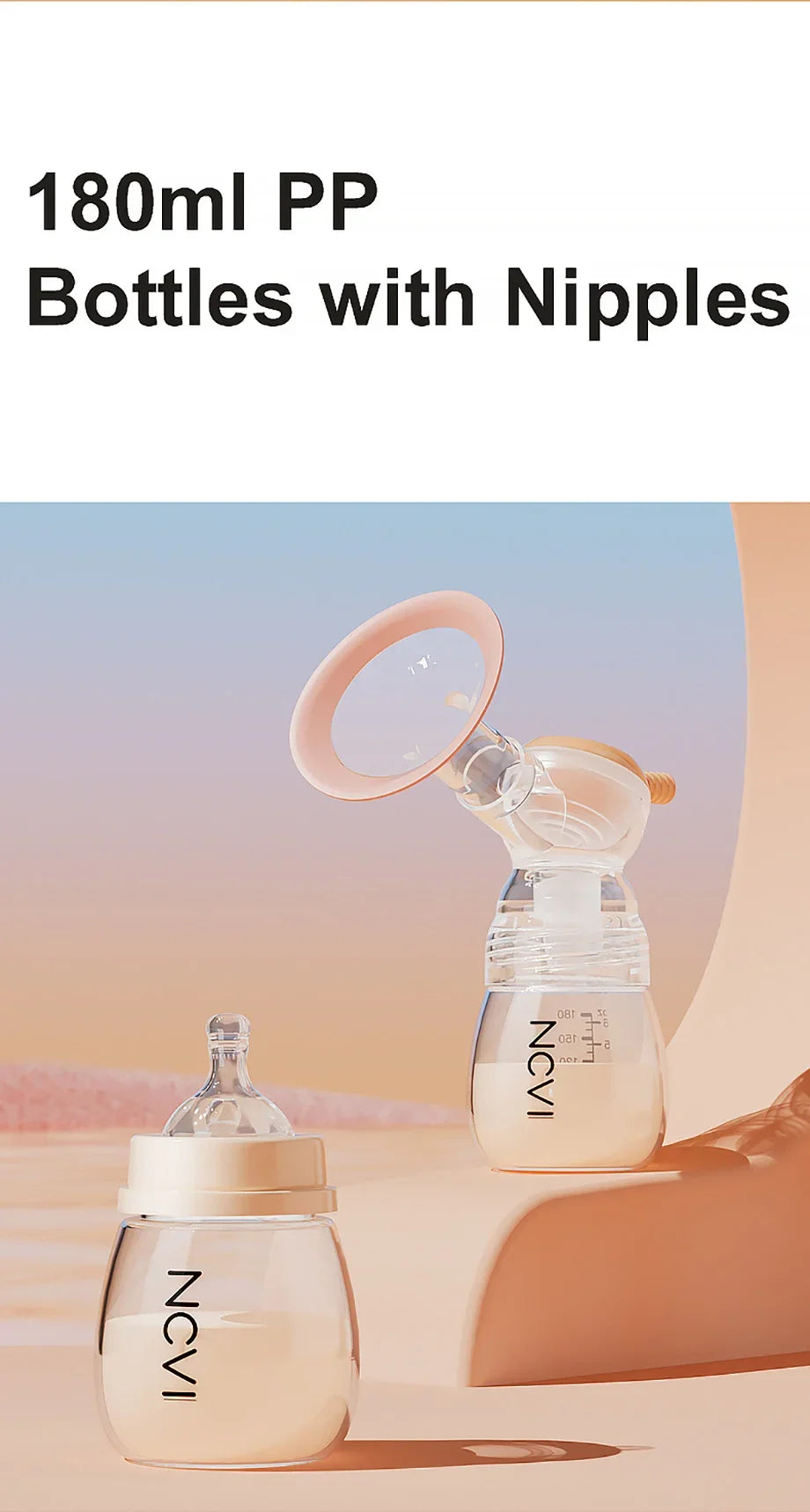 Tire-lait électrique double NCVI – 4 modes et 9 niveaux d'aspiration, ultra-silencieux, affichage LED, sachets de conservation du lait inclus