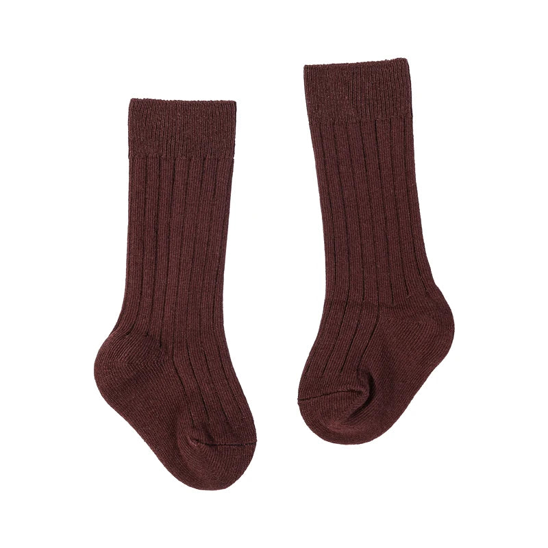 Chaussettes tendance en coton pour nouveau-né, couleur bonbon unie, longues, pour enfants, filles et garçons