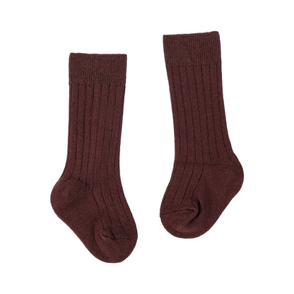 Chaussettes tendance en coton pour nouveau-né, couleur bonbon unie, longues, pour enfants, filles et garçons