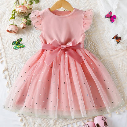 Robes d'été à pois pour filles, style coréen, jolies robes superposées, sans manches, décontractées, pour enfants de 2, 4 et 6 ans