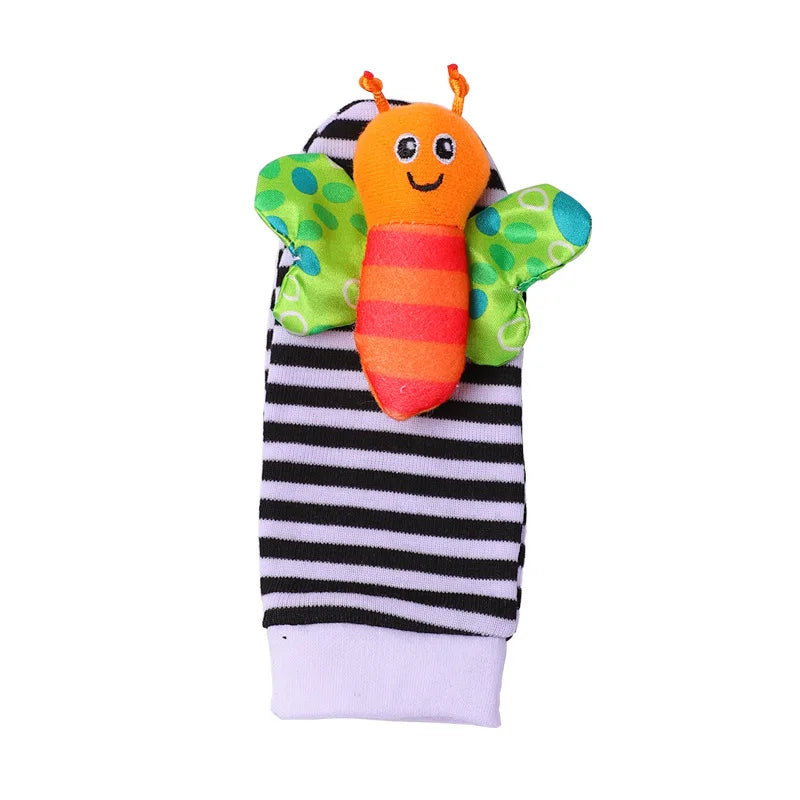 Lot de 4 hochets pour bébé de 0 à 12 mois, chaussettes avec dragonne et hochet, chaussettes pour bébé, chaussettes pour tout-petits