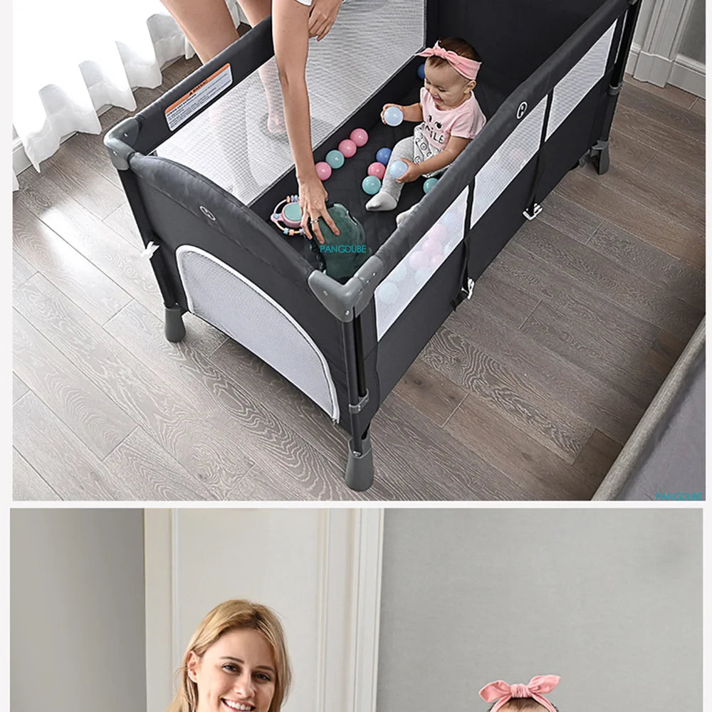 PANGDUBE Multifunctional Baby Crib 120*60cm Baby Bed, Baby Rocker, Diaper Changing Table 0 ~ 6 Years Old Baby Cot