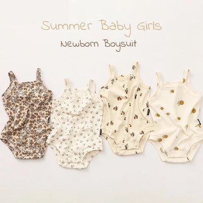1688 Ins Style Été Bébé Coton Barboteuse Filles Sans Manches Motif Fruits Bonne Élasticité 0-2 Ans Combinaison Vente Chaude