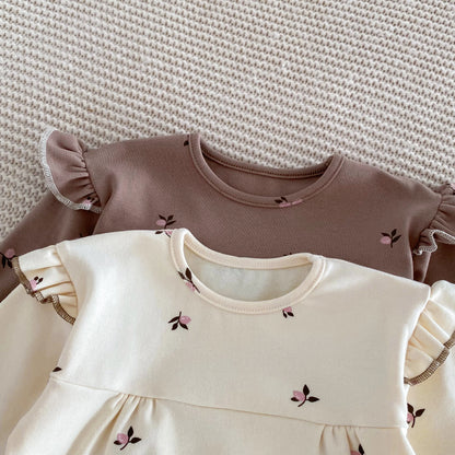 IG Fashion Vêtements pour nouveau-nés Pyjama pour bébé Garçon Fille Imprimé Cerise Manches Longues Chemise + Pantalon Vêtements de Nuit Ensemble Deux Pièces 0-2 ans
