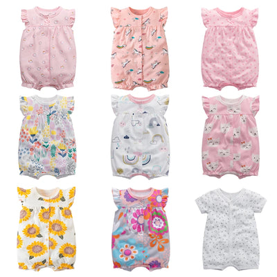 Body d'été pour nouveau-né, barboteuse pour garçons et filles, vêtements 100 % coton pur, body doux à manches courtes pour tout-petits