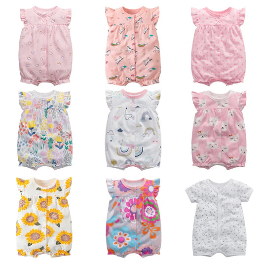 Body d'été pour nouveau-né, barboteuse pour garçons et filles, vêtements 100 % coton pur, body doux à manches courtes pour tout-petits