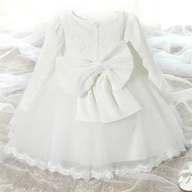 Robes de princesse à manches longues pour nouveau-né, tenue de fête, de mariage, de baptême, de fête ...
