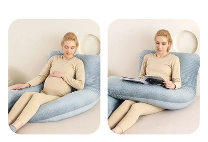 Oreiller amovible et lavable, oreiller doux pour dormir sur le côté, oreiller en forme de U pour femmes enceintes, oreiller de taille en mousse à mémoire de forme de couleur unie