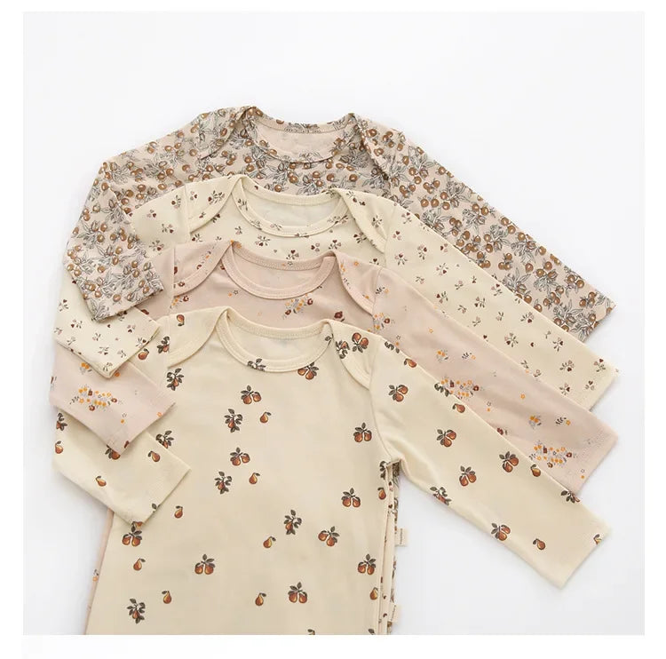 0-24M Nouveau-né Enfant bébé Garçons Filles Vêtements Printemps Imprimé Barboteuse Mignon Doux Coton Combinaison Manches Longues Coton Automne Bébé Tenue
