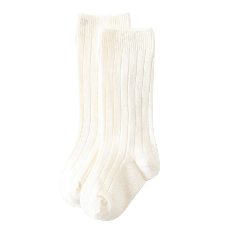 Chaussettes tendance en coton pour nouveau-né, couleur bonbon unie, longues, pour enfants, filles et garçons