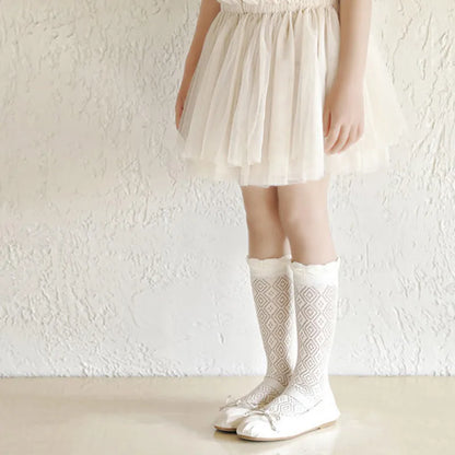 Lot de 3 paires de bas princesse blancs à volants en dentelle pour fille, chaussettes d'été en maille fine et respirante pour enfants de 3 à 12 ans