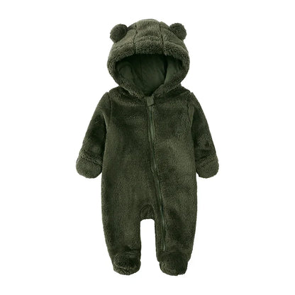 Barboteuse d'hiver épaisse en coton pour bébé, combinaison chaude à manches longues pour fille de 0 à 24 mois, pyjama à capuche en polaire pour nouveau-né garçon, 2025