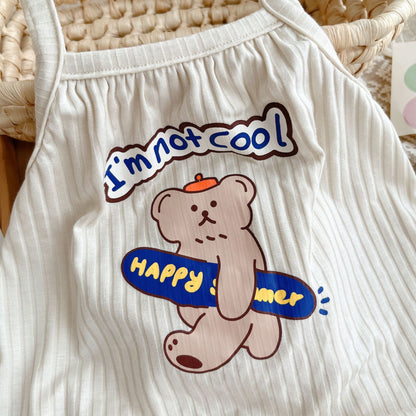 Combinaison mignonne à motif ours pour bébés et tout-petits - 90 % coton, fine et respirante, idéale pour l'été