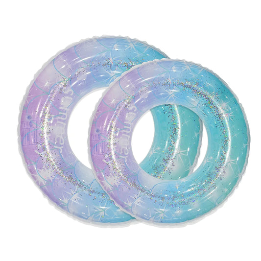 1pc Sequin Starry Sky Swimming Ring Thickened PVC Inflatable Swim Circle For Beach Pool Parties