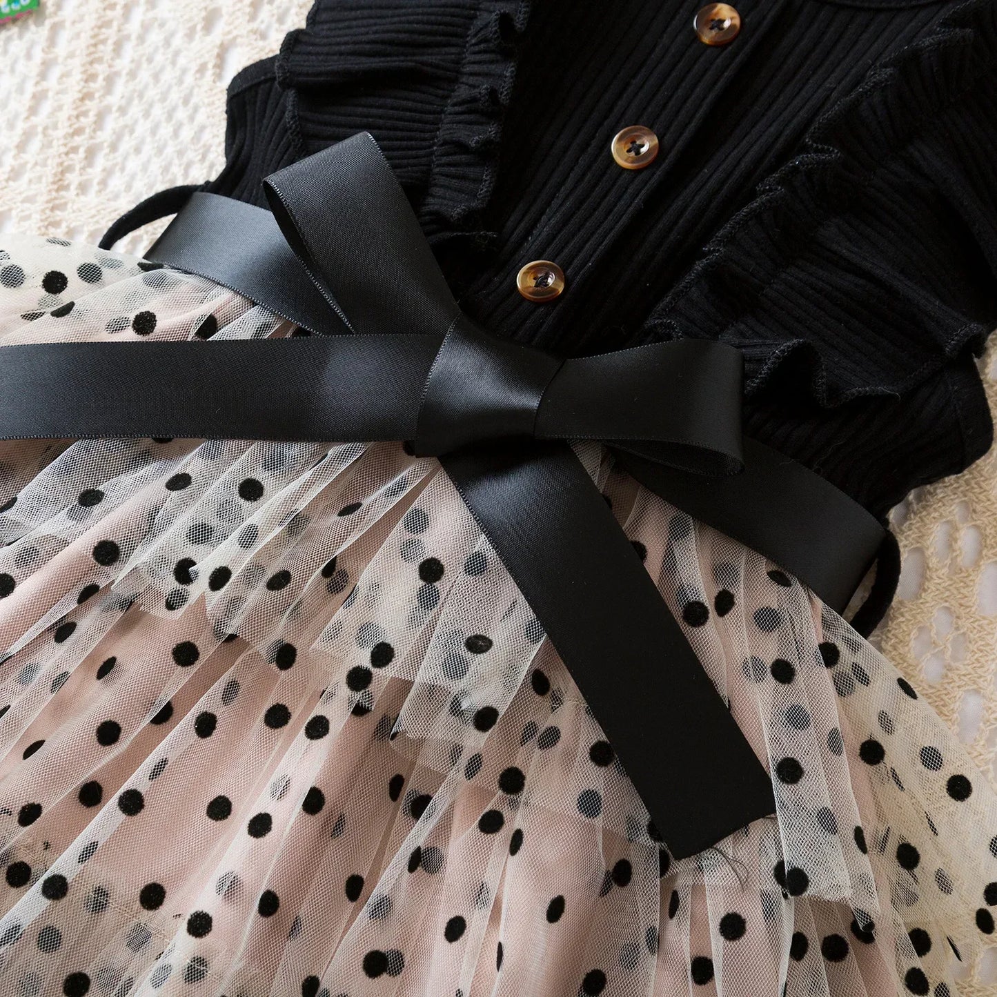 Robes d'été à pois pour filles, style coréen, jolies robes superposées, sans manches, décontractées, pour enfants de 2, 4 et 6 ans