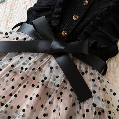Robes d'été à pois pour filles, style coréen, jolies robes superposées, sans manches, décontractées, pour enfants de 2, 4 et 6 ans