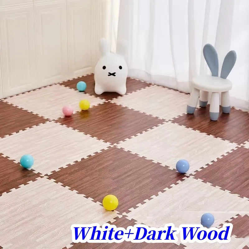 Puzzle Mat 12PCS 30x30cm Foam Play Mats Rug Baby Game Mat Baby Activity Gym Puzzle Mat Wood Grain Floor Mat Kids Carpet Play Mat