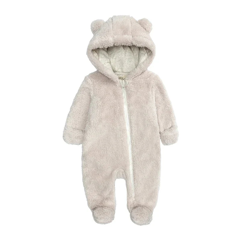 Barboteuse d'hiver épaisse en coton pour bébé, combinaison chaude à manches longues pour fille de 0 à 24 mois, pyjama à capuche en polaire pour nouveau-né garçon, 2025