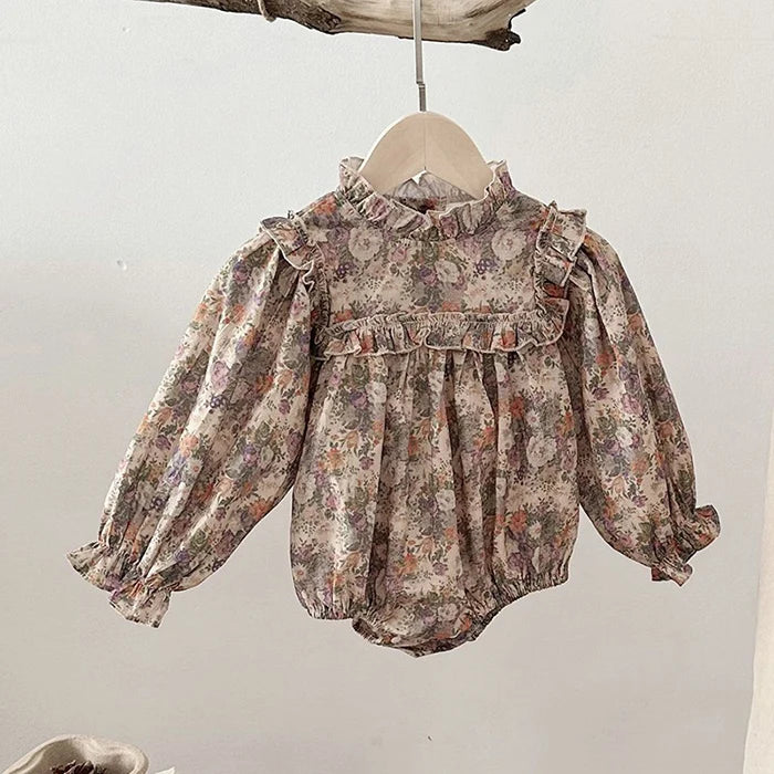 Barboteuse à manches longues pour bébé fille, nouvelle collection automne 2024, en coton imprimé, combinaison pour bébé fille de 0 à 24 mois