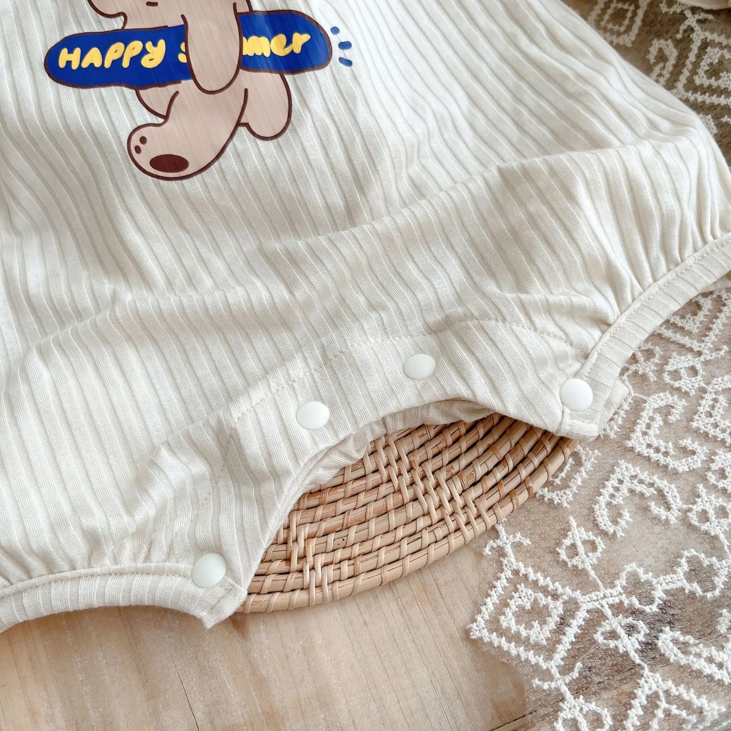 Combinaison mignonne à motif ours pour bébés et tout-petits - 90 % coton, fine et respirante, idéale pour l'été