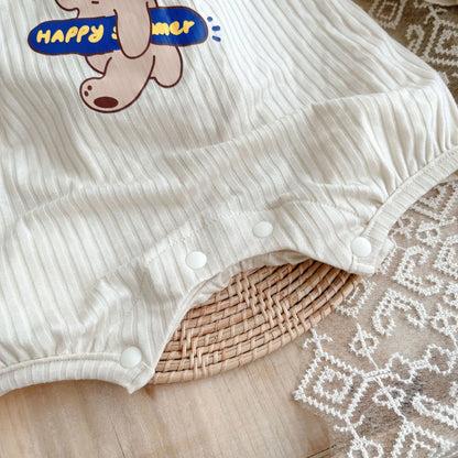 Combinaison mignonne à motif ours pour bébés et tout-petits - 90 % coton, fine et respirante, idéale pour l'été