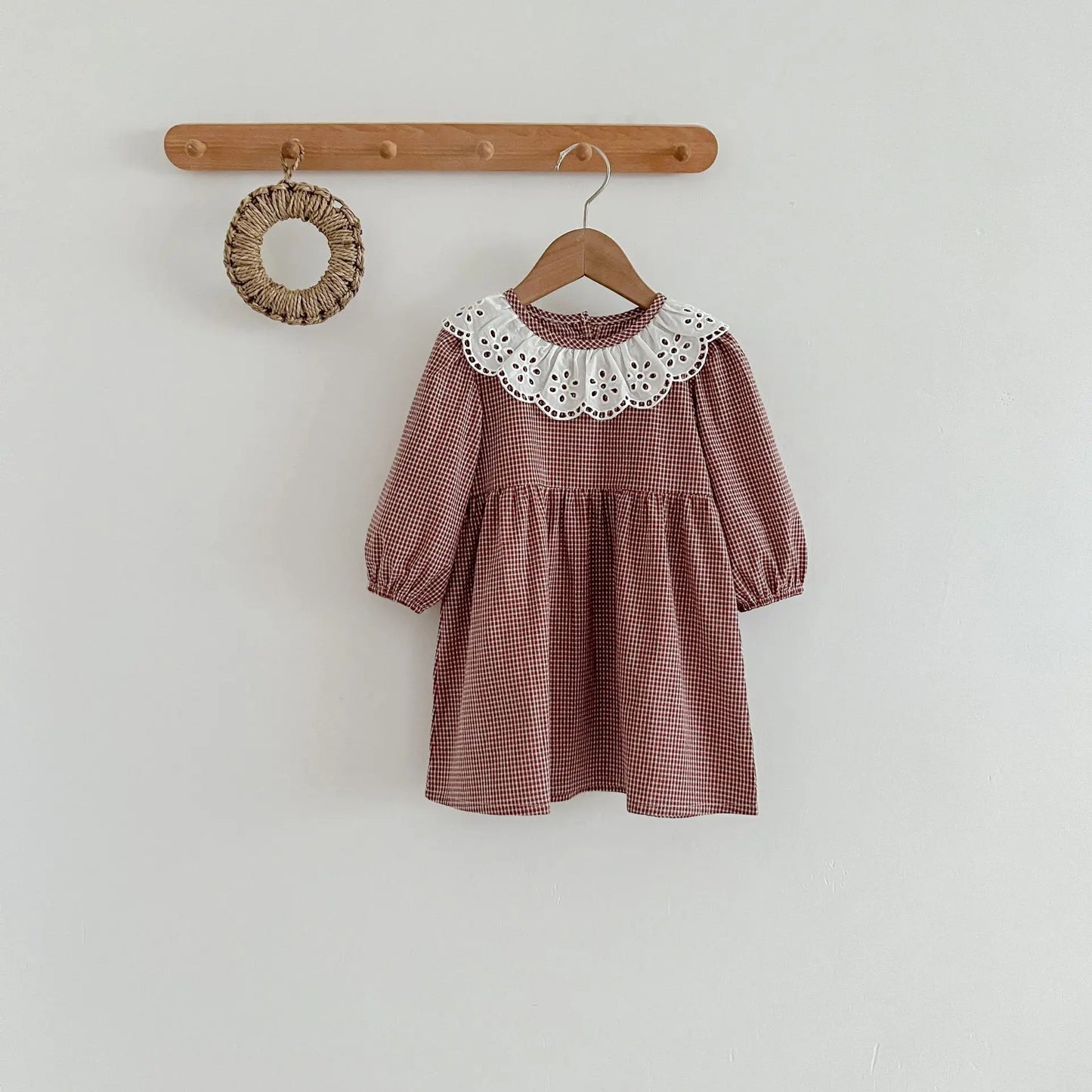 Robe d'automne à manches longues et col en dentelle pour bébé fille, tenue princesse pour nouveau-né