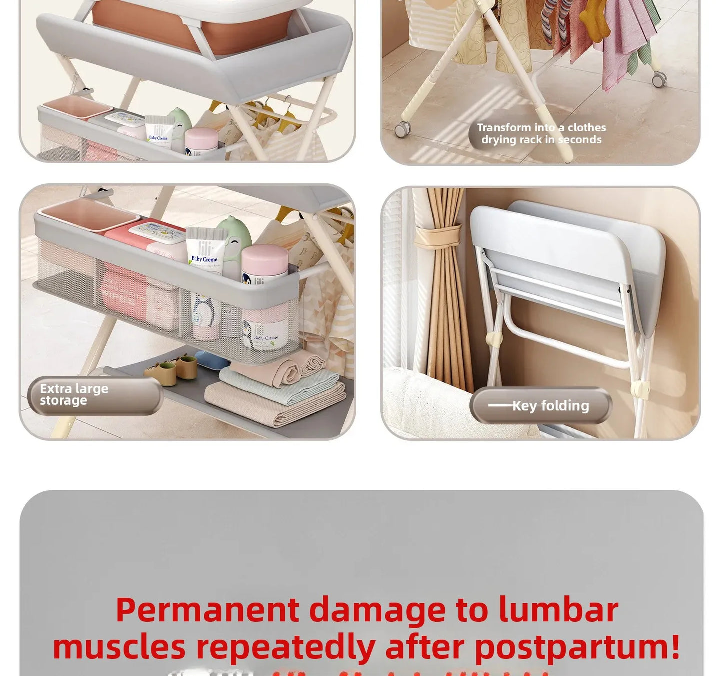 Baby Multifunctional Nursing Table, Foldable Diaper Table, Baby Bathing and Touching Table, Newborn Baby Diaper Changing Table