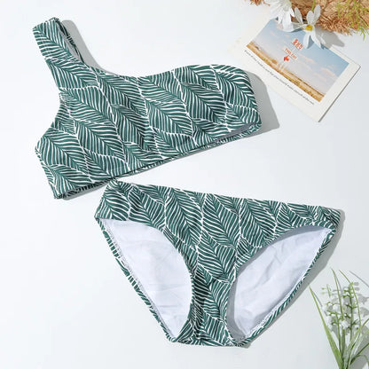 Maillots de bain pour filles TUONXYE, ensemble haut court à épaules dénudées et culotte à imprimé floral, bikini pour enfants, vêtements de plage
