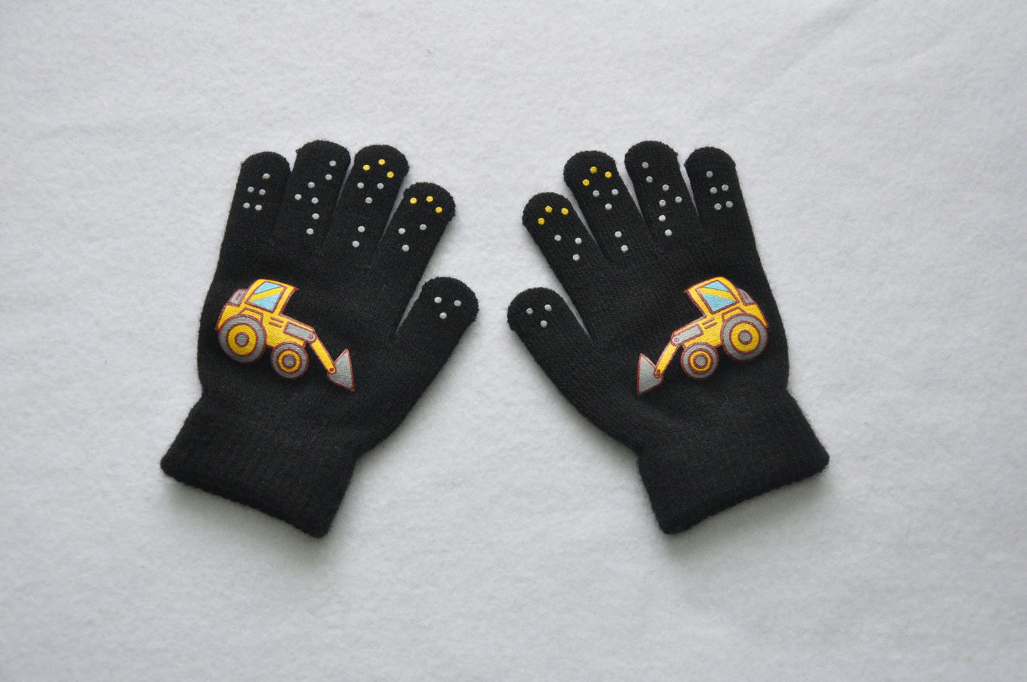 5-11Y Children Cartoon Vehicle Plush Warm Gloves For Boys Girls Student Winter Knitted Mittens Outdoor Cycling Skiing Gloves New