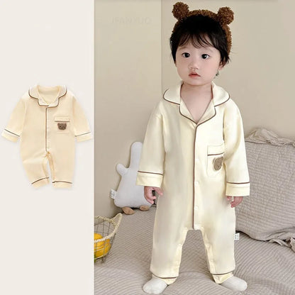 Pyjama en coton doux et respirant pour bébé, vêtements de nuit pour enfants, garçons et filles, printemps-automne