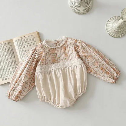 Barboteuse à manches longues pour bébé fille, nouvelle collection automne 2024, en coton imprimé, combinaison pour bébé fille de 0 à 24 mois