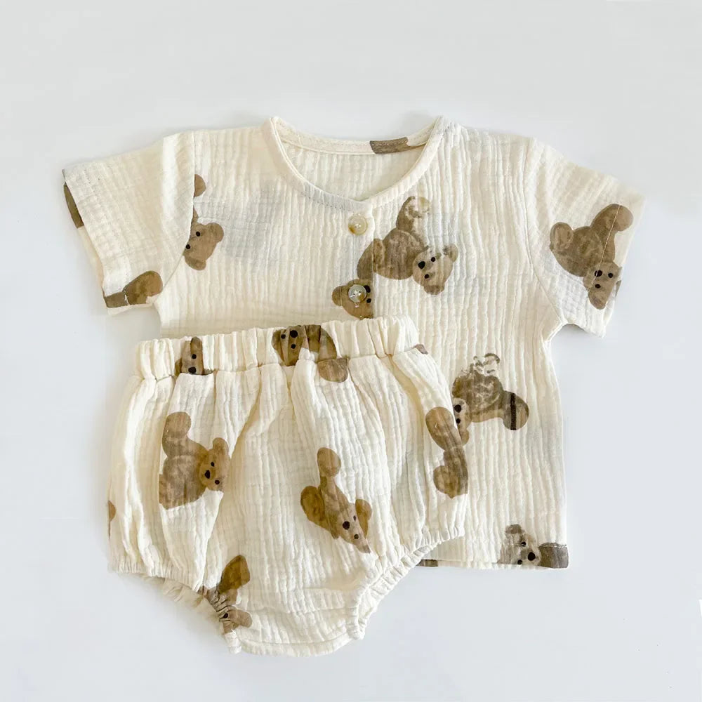 Ensemble de vêtements d'été pour bébé garçon, 2 pièces, t-shirts et shorts à manches courtes, pour bébé fille